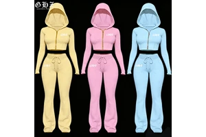 Two Piece Set Women Y2K Clothing Custom LOGO Women Streetwear Zip Hoodies Jacket And Flared Yoga Pants Set Tracksuits For Women