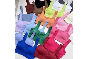 SHINBENE Colorful Women's Sports Fitness Bras Seamless Ribbed Workout Yoga Bras