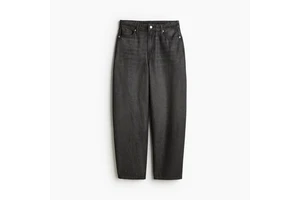 Women's Stylish Summer Loose Fit Dark Wash Straight High Waist Comfortable Stretchable Denim Jeans Trousers Casual Daily