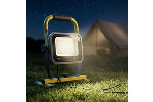 Linsheng 50W 5000LM IP66 Portable LED Work Light 360° Rotatable Jobsite Light with Stand for Garage & Auto Repair