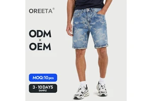 Factory Wholesale Men's Casual Trendy Summer Denim Shorts Zipper-Fly Mid Waist Woven Men Breathable Washed Denim Short