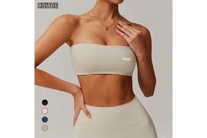 One-Piece Nude Sports Bra Anti-Exposure Tube Top Base Layer Fitness Top Tight Yoga Clothes