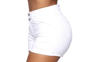 Women's High Waist Vintage Denim Shorts Overall Stretch 2023 White Hot Jean Shorts Women