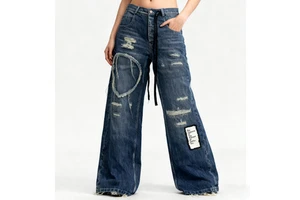 Wholesale Women's Jeans Pants Cotton Trousers Fashionable Retro Washable Straight Leg Jeans