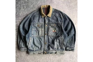 New Arrivals Corduroy Collar Vintage Blue Blanket Lined Faded Blue Custom Denim Jackets Men