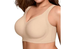 Women's Wireless Push-Up Bra Full-Coverage Seamless Plus Size Comfort-Fit Nylon Solid Pattern