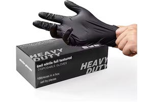 Full Texture 6mil Tattoo Thick Black Nitrile Gloves Latex Free Heavy Duty Beauty Salon Durable Disposable Black Nitrile Gloves