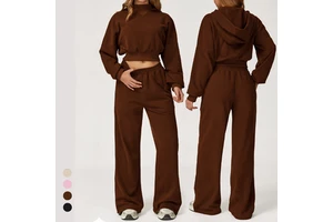 Seamless Sculpting Yoga Set Flare Leggings Women Activewear Breathable Quick Dry Hooded Sweatshirt Wide Leg Pants Casual Outfit