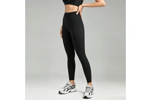 Bamboo Cotton Yoga Leggings Women Workout Tights with Pockets Breathable High Waisted Gym Pants