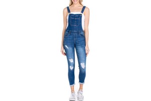 Vintage All Seasons Women's Long-Sleeved High Waist Breathable Casual Denim Dungaree Jumpsuit with Tie Dye and High Quality
