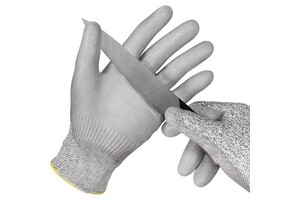 PU Dipped Coated Foam Textured HPPE Lined Cut Resistant Safety Gloves ANSI/ISEA Cut Level 3 EN388 Tear Resistance Puncture
