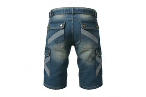Men's Summer Fashion 100% Cotton Denim Shorts Jeans Breathable Multi-Pocket Casual Style with Zipper Fly Closure Solid Pattern