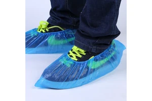 Factory Safety Protective CPE Disposable Elastic Blue Anti-Slip Shoe Cover
