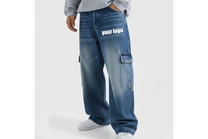 Men's Vintage Hip Hop Streetwear Boyfriend Jeans High Street Vibe Straight Loose Casual Lightweight Breathable Summer Customized