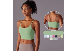 Breathable Solid-color Yoga Tank Top with Built-in Bra and Front Logo for Women