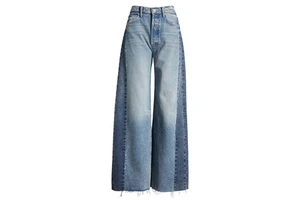 OEM/ODM Women's High Waist Wide Leg Jeans - Button Fly Fray Hem Distressed Denim Pants (Custom Sizing/Logo, Wholesale)