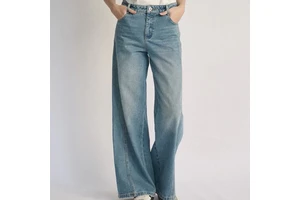 OEM ODM Women Retro Chic Denim Jeans High Button Rolled Hem Straight Leg Casual Blue Pink White 3 Color Choice Logo Waist