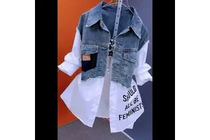 Women Striped Denim Jeans Coat Women's Spring and Autumn 2024 New Design Sense of Niche Jacket Top Women's Denim Tops