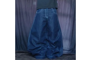 High Quality Custom Men's Big Pocket Oversize Plus Size Wide Leg Baggy Stacked Jeans Denim Pants Man