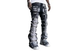 Denim Trousers Comfortable Durable Plus Size Breathable Quick Dry Eco-Friendly Reversible Casual Outdoor Use Straight Leg Men's