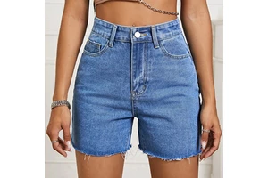New Design Women's Mid Waist Straight Vintage Jeans Shorts Distress Comfortable Plus Size Acid Wash Denim Eco-Friendly Summer