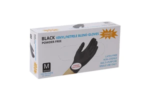 100 Pieces/Box Black Heavy Disposable Nitrile Vinyl Blend Powder-Free Work Safety Gloves for Home