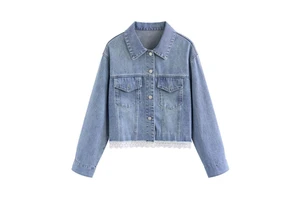 OEM ODM Early Spring Hooded Cropped Jean Jacket Women's Denim Jacket Casual Short Coat