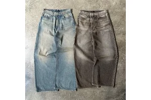 Custom Vintage Streetwear Men's Baggy Jeans Y2K Style Washed Denim Pants Loose Wide Leg Casual Trousers for Trendy Daily Outfits