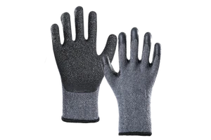 Black Color Industrial Safety Gloves Polyester Knitted Latex Coated Gloves