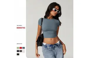 Casual and Versatile Tight Fitting Quick Drying Fitness Top Yoga Clothes Running Pilates Sports T-shirt Short Sleeved Crop Top