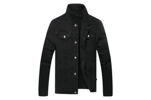 New Design Blue Men's Denim Jacket Bonded Polyester/Cotton Breathable Waterproof Windproof Zipper Front Autumn Winter Cowboy