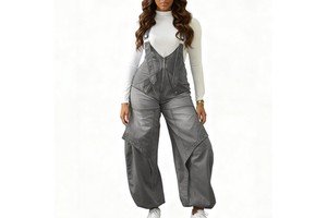 Women's Denim Overalls Autumn/Winter Streetwear Casual Zipper Wide-Leg Jumpsuit Sehe Fashion