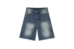 Wholesale Customized Washed Vintage Loose Wide Leg Pants Y2k Cargo Jeans Oversized Baggy Men's Denim Shorts High Quality