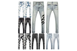Ss Designer Jeans High Quality Fashion Wash Tvintage Ripped Straight Leg Mens Jeans Personality Street