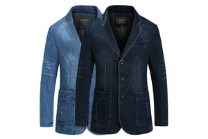Men's Casual Slim Fit Denim Jacket Size 4XL Single Breasted Closure Formal Business Coat Autumn Brand Clothing New Men's Jacket