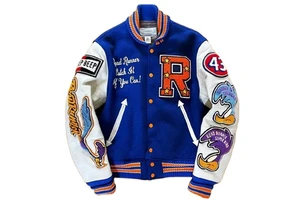 OEM Men's Varsity Jacket Stand Vintage Winter Clothes Custom Embroidered Logo Leather Baseball Bomber Jacket