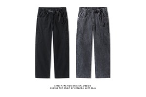 Latest Design Custom Cargo Jeans Men Blue Multi Pocket Work Loose Straight Jeans Pants Street Hip Hop Men Denim Jeans
