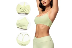 Nylon Spandex Blend Y-Back Yoga Sports Bra Seamed Breathable Four-Way Stretch Removable Pads Medium Support For Low-