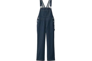OEM ODM Elegant Formal Loose Dark Blue Denim Strap Women Jumpsuit Overall Pockets Decoration Cargo Pants Style