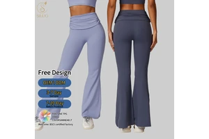 Custom Quick Dry Butt-Lifting Buttery Soft High Waist Tight Breathable Gym Casual Sports Trousers Flared Yoga Pants for Women
