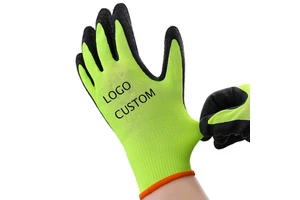 Factory Supply Wholesale Industrial Wrinkle Yellow Latex Coated Gloves Latex Working Safety Gloves for Building Construction