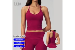 Roregal Custom Logo High Support Shockproof Racerback Workout Yoga Crop Top Fitness Sports Yoga Tank