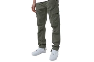 Men's High Street Casual Cargo Straight Pants Large Size Denim Patchwork Light Multi-Pockets Distressed Mid Waist Eco-Friendly