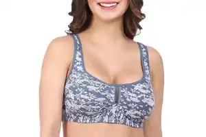 Women's High Support Breathable Simple Design Sports Bra with Front Logo for Gym Yoga Workout Fitness
