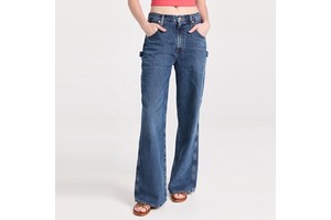 Custom 100% Cotton Wholesale Denim Plus Size Baggy Cargo Women Jeans