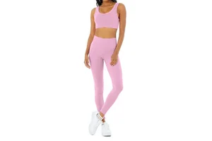 Latest Style Solid Canvas Women Yoga Set Factory Direct Sale High Quality 2 Piece Long Set 100% Cotton Quick Dry Breathable