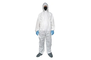 50gsm Type 5/6 Disposable White Safety Coverall Microporous Suit Antistatic Breathable Multi-Purpose
