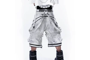 DiZNEW Men's Shorts Low Moq Custom Hip-hop 3/ Long White Denim Shorts