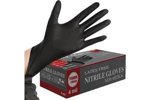 Custom Box 100% Nitrile 9 Inches Black Barber Gloves Tattoo Beauty Salon Dental Disposable Glove Latex Free Black Nitrile Gloves