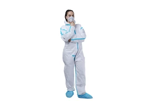CE Certificate OEM Accepted White PP PE Microporous Disposable Anti-Static Hood 95% Filter Adult Hazmat Suits Breathable